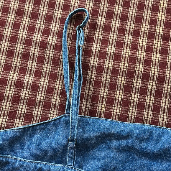 Woman’s NWTs Wrangler Dark Wash Denim Kassidy Bandana Crop Top Tank - Picture 7 of 11